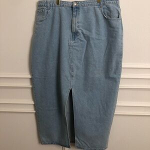 Boohoo Light Blue Denim Pencil Skirt